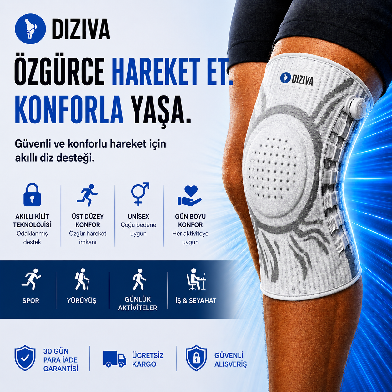 Diziva™: Diz Agrisina Karsi Akilli ve Ayarlanabilir Dizlik